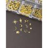 12 Grids Gold Moon Star Metallic Nail Charms 3D Y2K Jewelry Rhinestones Steel Ball Nail Art Decoration Manicure Supply Diy Nail Supplies