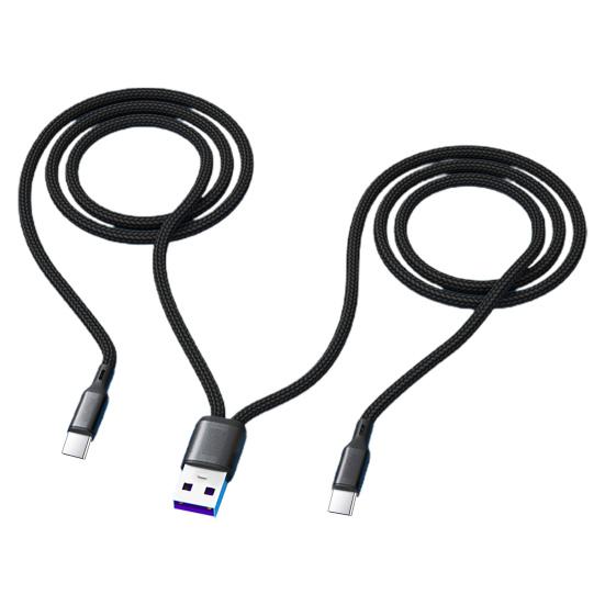 Charging Cable 5A Quick Charge 2 in 1 Nylon Braided 1.2m for Android/Type-C/for 3