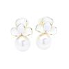 New Product Temperament, White Oil-dripping Petal Earrings, Gold-plated Large Pearls, Versatile Without Pierced Earrings, Earrings, Women's Models