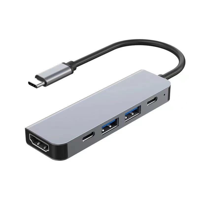 Type-C 5-in-1 Expansion Dock: HDMI Converter & USB Hub for Smartphones, Tablets, PCs, and Game Consoles