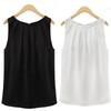 Chic Sleeveless Chiffon Tank Top Elegant Round Neck Pullover For Women