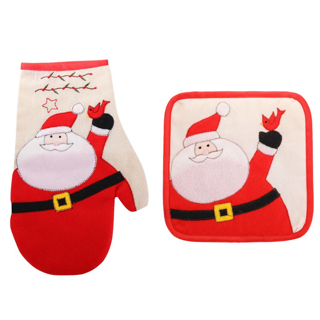 Grenzüberschreitendes Weihnachts-Schneemann-Tischset und Topfhandschuh-Set