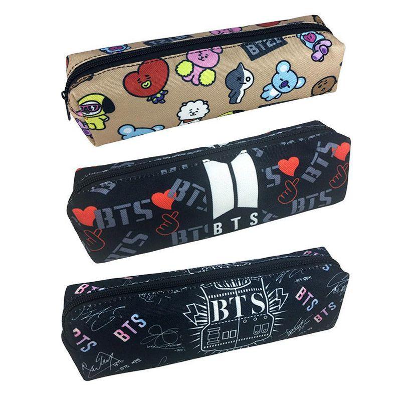 Bts Bt21 Malowanie Płótno Piórnik Portmonetka Saszetka na Makijaż Przenośna Torba na Długopisy