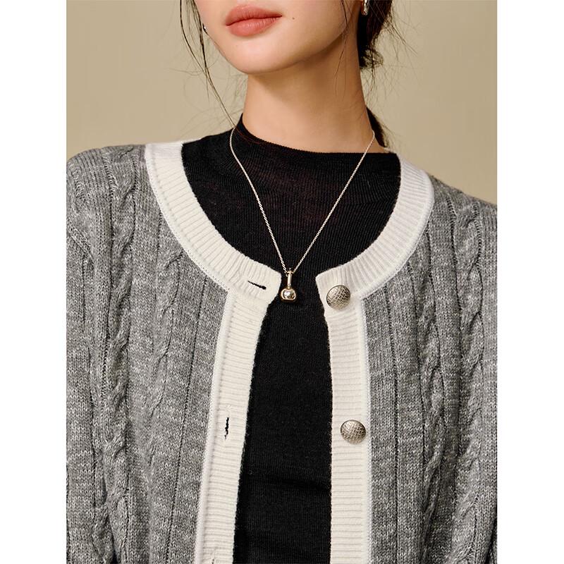 INMAN Women's Cable Knit Colorblock Cardigan