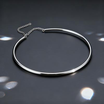 Zierliche 4MM Breite Choker-Halskette für Damen, Halsketten aus Edelstahl in Silberfarbe, Torques Geschenk für junge Mädchen, Wasserdichter Schmuck