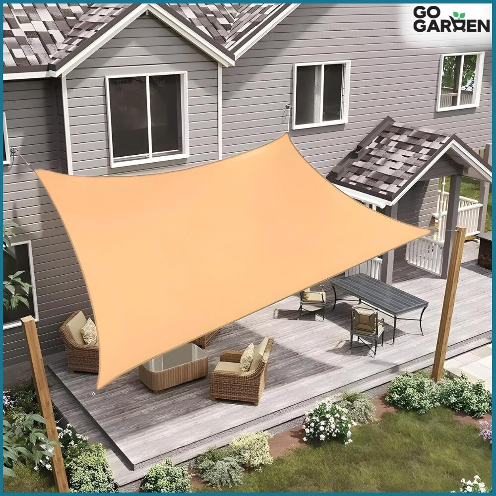 Sunshade tarpaulin canopy UV awning beige waterproof 3x3 m