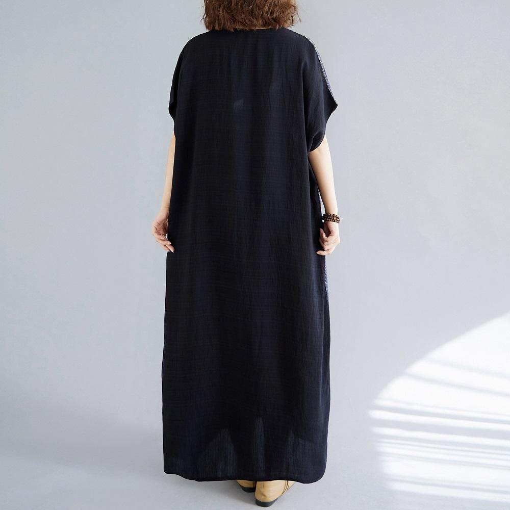 Short sleeve Plus size vintage Patchwork new in dresses for women casual loose long summer dress