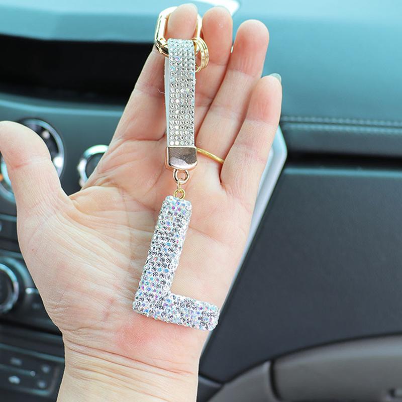 Fashion Sparkling Rhinestone Alphabet Keychain Cute Letter Charm Key Ring Exquisite Backpack Decoration Accessories Gifts