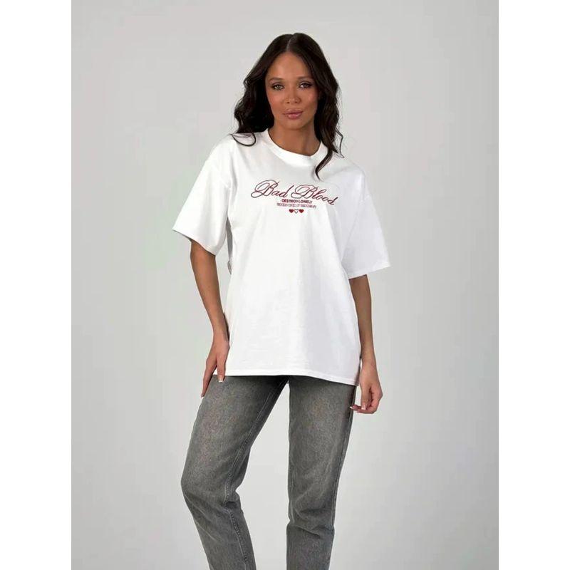 Loose Printed T-shirt Western Style New Fashion Casual Letters Print Cotton Short sleeve T-shirt Top