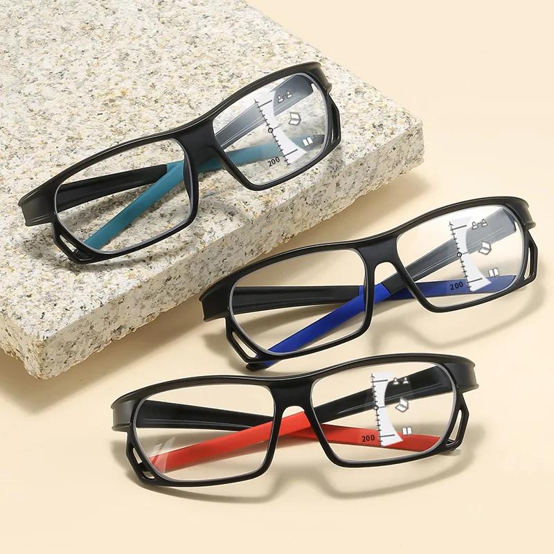 Sports Photochromic Multifocal Reading Glasses Blue Light Protection Glasses For Far And Near Distances Hd Presbyopia Glasses