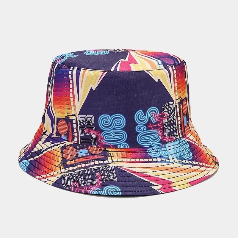 Spring and Summer Cotton Cartoon Print Bucket Hat Fisherman Hat Outdoor Travel Sun Cap For Men And Women 112