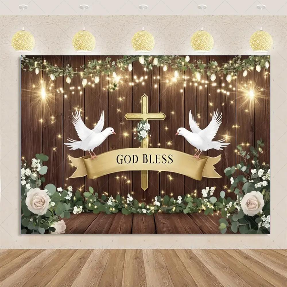 My First Holy Communion fabric background God bless baptism Baptism Crucifix chalice gold sequins photography Studio props4943