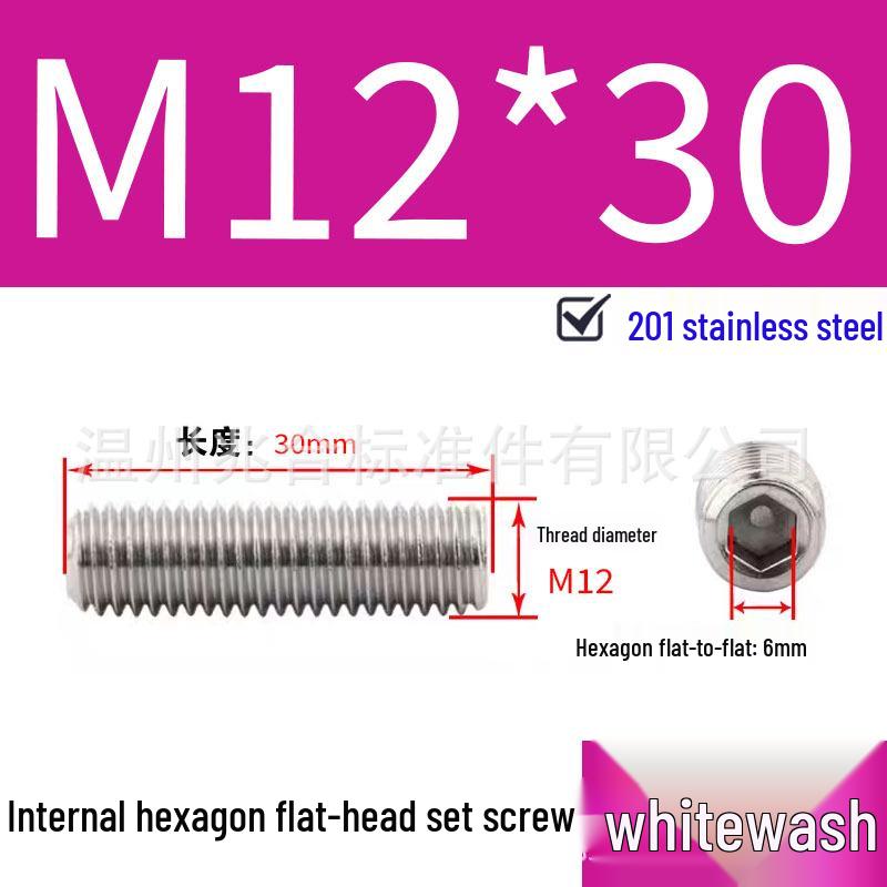 201 Stainless Steel Headless Set Screw - Flat End Socket Screw