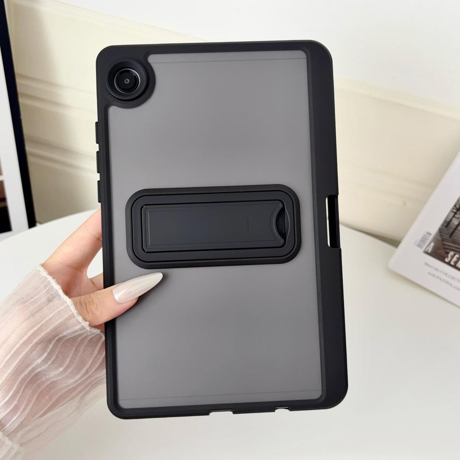 Pour étui Samsung Tab A9 A11 Plus A8 A7 Lite 11 10.5 8.7 pouces Étui à support translucide mat Support pliable Coque rigide antichoc Tab A11 8.7 inch noir