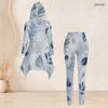Women Plus Size Printed Hooded Long Sleeve High Low Top And Fitted Pants Two Piece Set