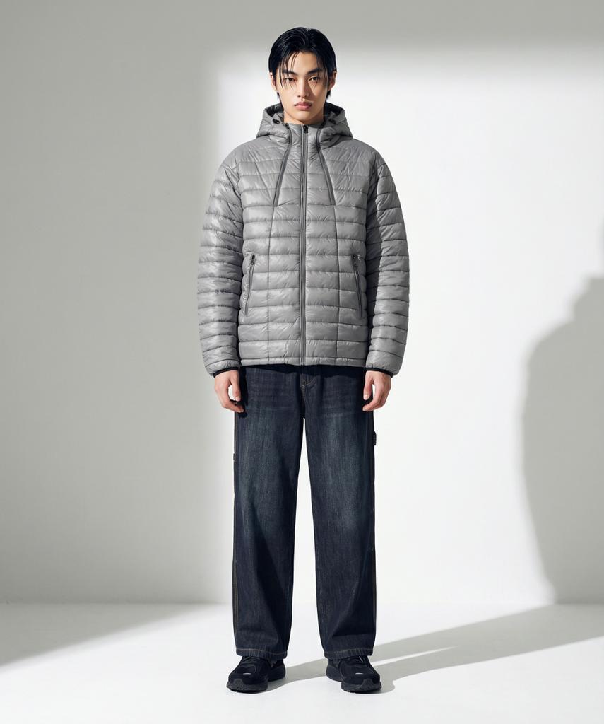 Apostrophe Comma Glossy Horizon Hooded Light Padded Jacket_Black