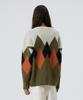 KNITTED Bulky Brush Argyle Knit Khaki