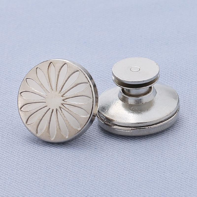 Adjustable 17MM Metal Waist Slimming I-Shaped Jeans Button - Detachable and Nail-Free