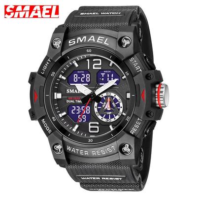 Men's Watches Sports Outdoor Waterproof Military Watch Date Multi Function Tactics LED Alarm Stopwatch Watches for Men Camo Dual Time Watch