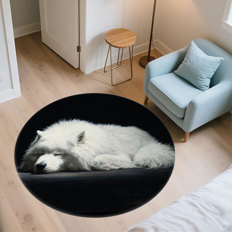 Black Hounds Pattern Round rug,Carpet Rug for Living Room Bedroom Playroom ,Non-slip Floor Mat,Holiday Gifts and Birthday Gifts.