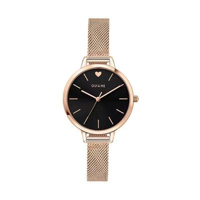 Petite Amourette Black Dial Rose Gold Tone Stainless Steel Quartz ME010002 Women's Watch