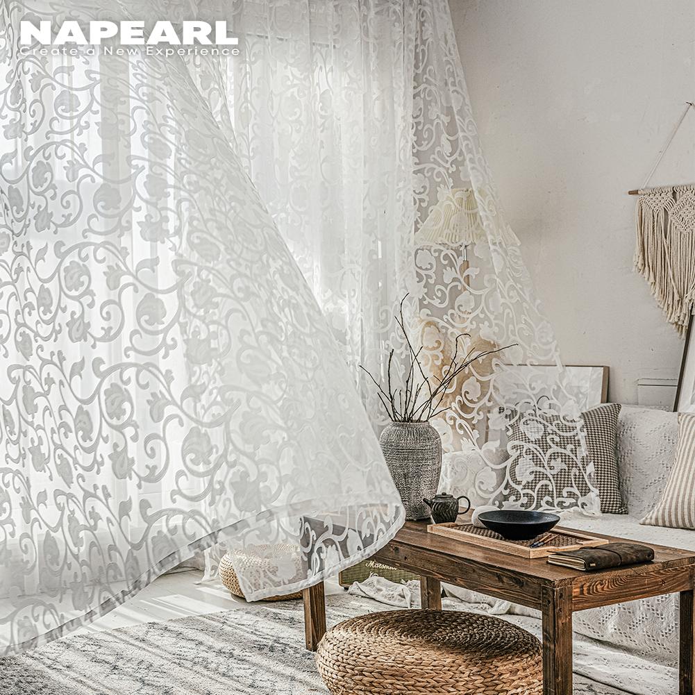 1 PC NAPEARL Tenda jacquard per finestra camera da letto Tenda in tulle morbida tenda trasparente per la decorazione domestica