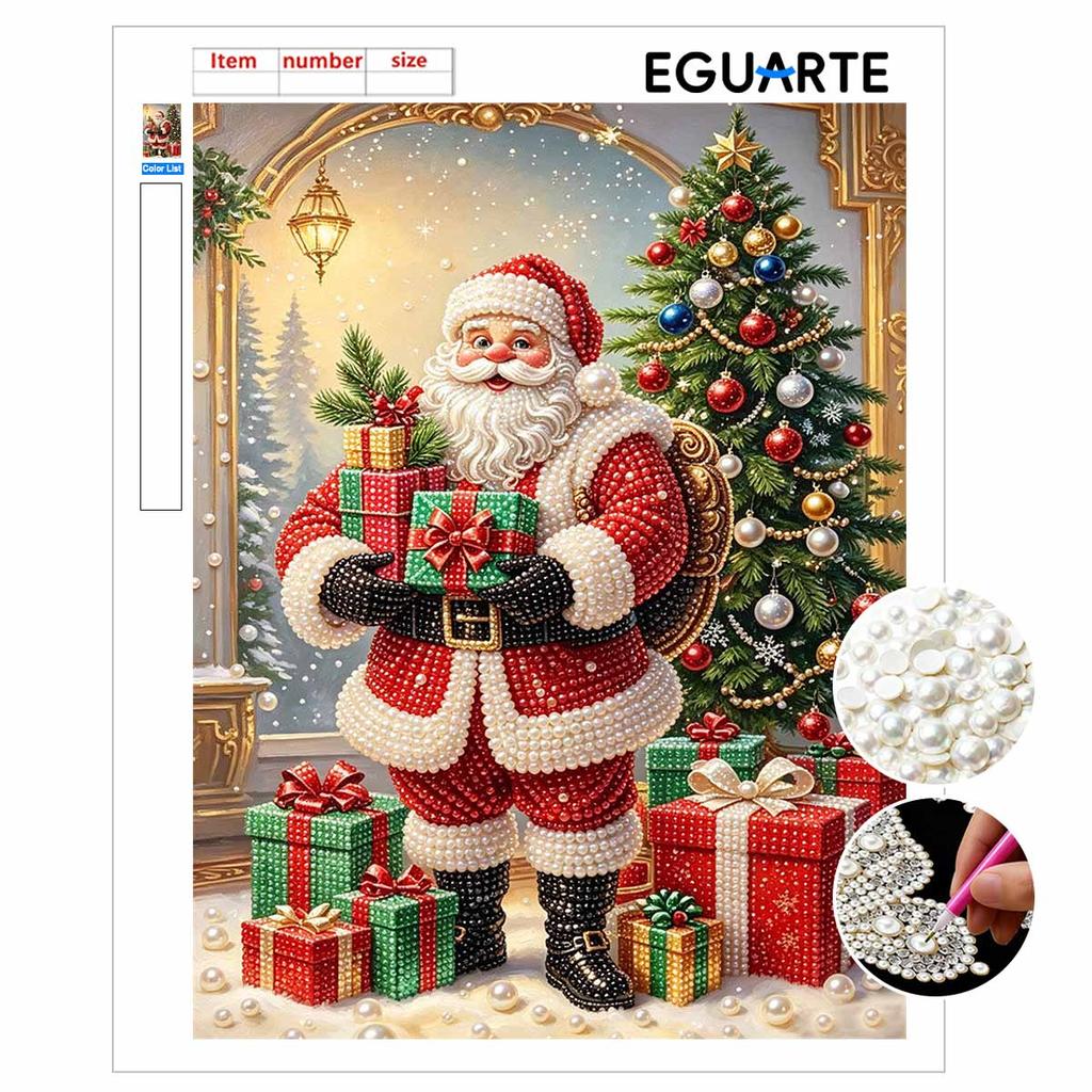 Christmas Pearl Painting Kit Handmade DIY Santa Claus with Gift Boxes Home Decoration Painting