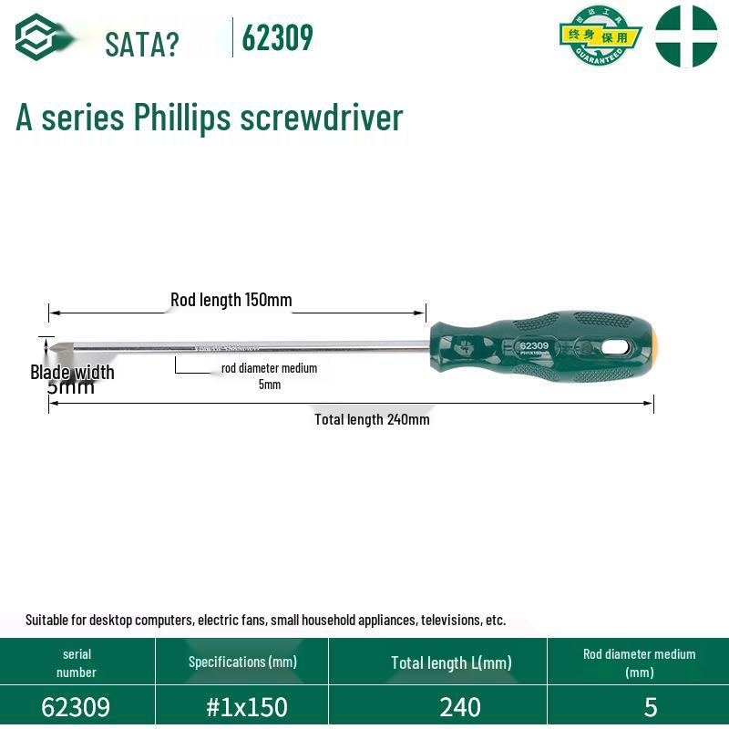 SATA 62303 Phillips Magnetic Screwdriver, 62304 Torx Screwdriver, A Series 62302