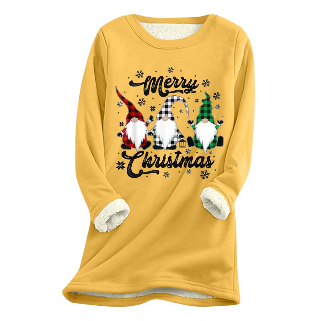 Dame Juleprint Tykk Plysj Lammeull Varm Lang Topp