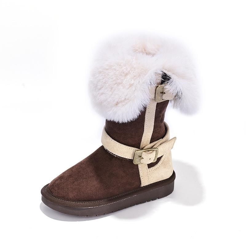 2025 Stilvolle High-Top Schneestiefel im koreanischen Stil für Mädchen mit doppelten Schnallen