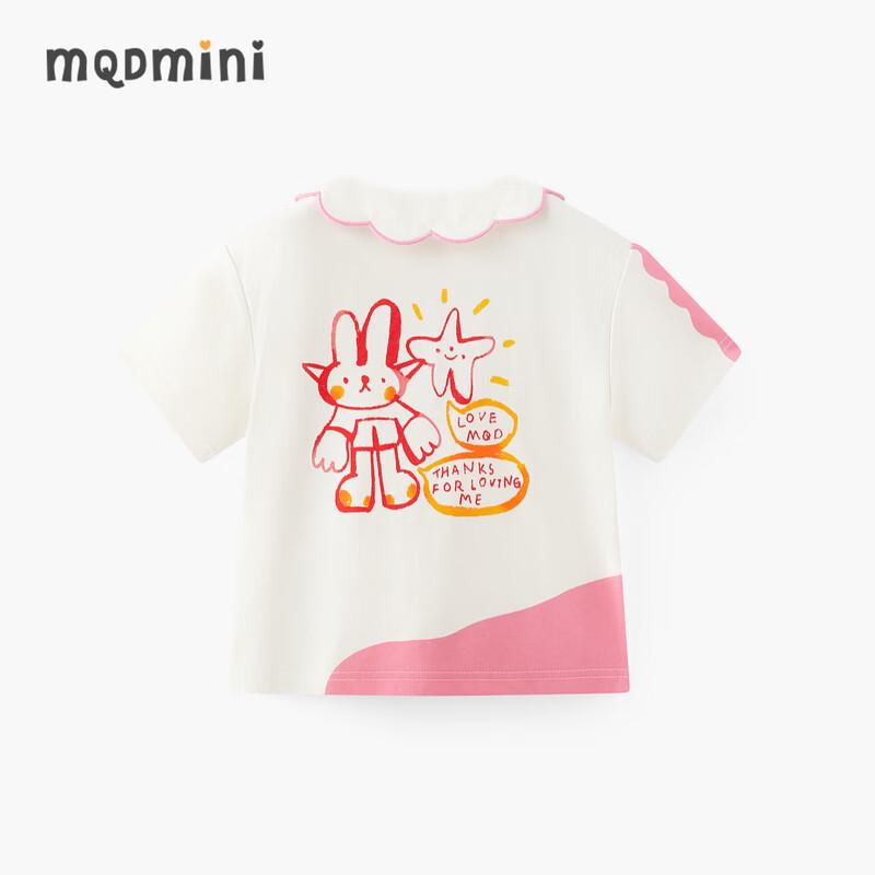 MQD Toddler Girls  Color-block Cartoon Polo T-Shirt 90cm
