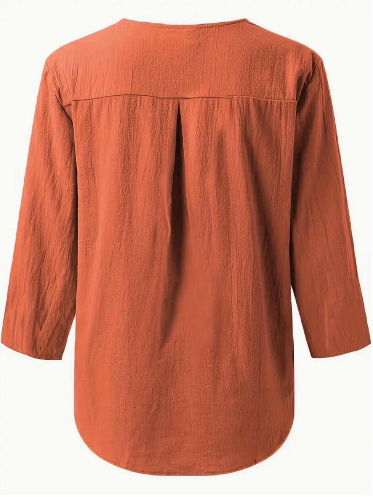 2024 Solid Color Notch Collar Casual Button-Down Shirt