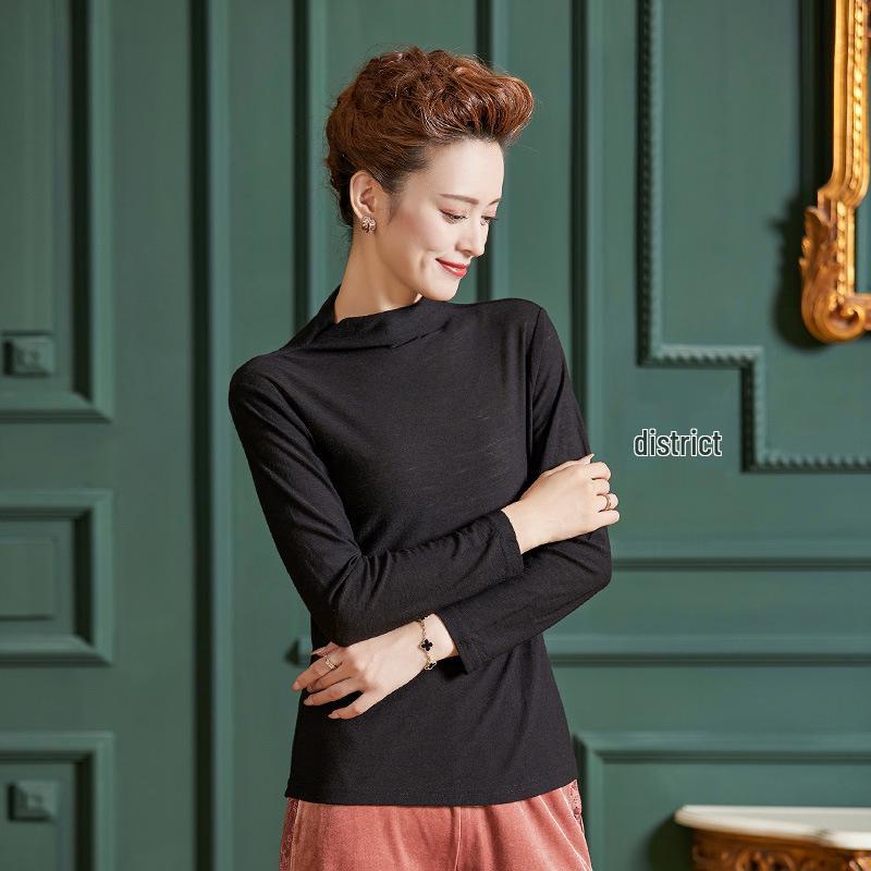 

Women s Slim Fit Woolen Sweater - Half High Neck, Versatile Solid Color, F2549. 4XL (75-82 kg) чёрный