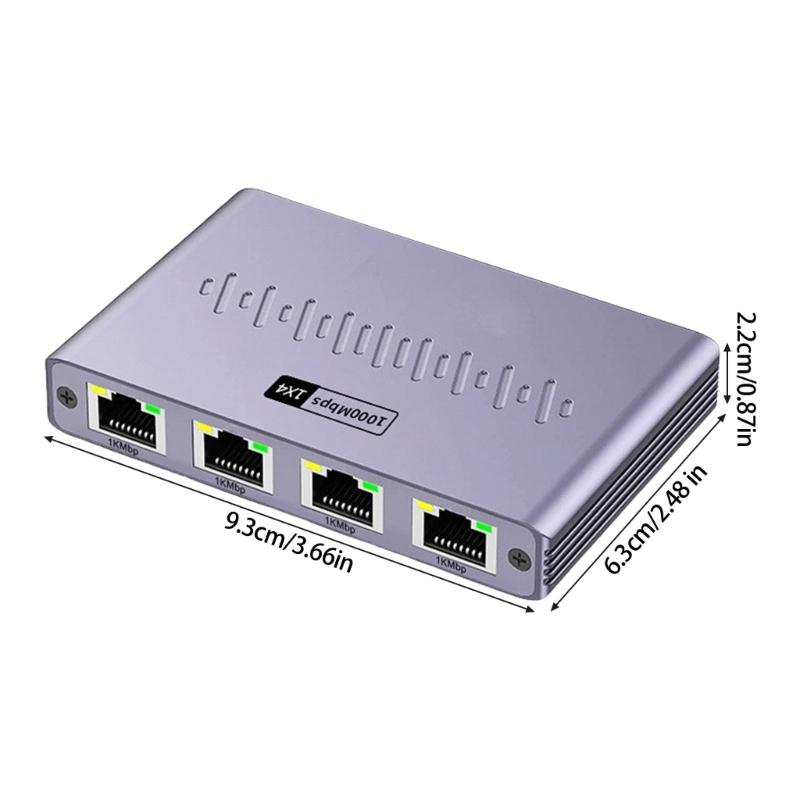 Schnelle Geschwindigkeit 1 bis 4 Port Ethernet Splitter Aluminium Gigabit Netzwerkadapter für mehrere Geräte 1000Mbps
