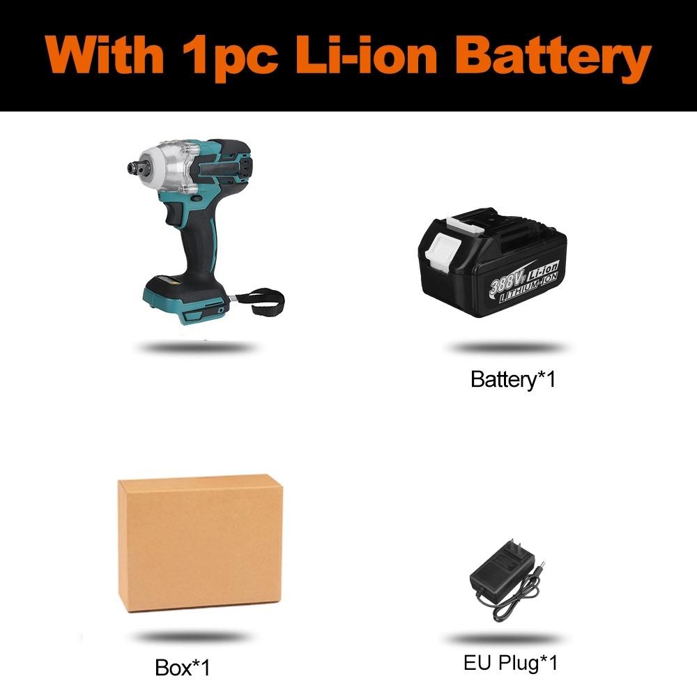 388VF 4 Gear Brushless Cordless Electric Impact Wrench Screwdriver 800N.m 1/2 Inches Wrench Power Tools for 18V Battery