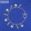 925 Sterling Silver Fashion Jewelry Shoes Bag Pendant Bracelet