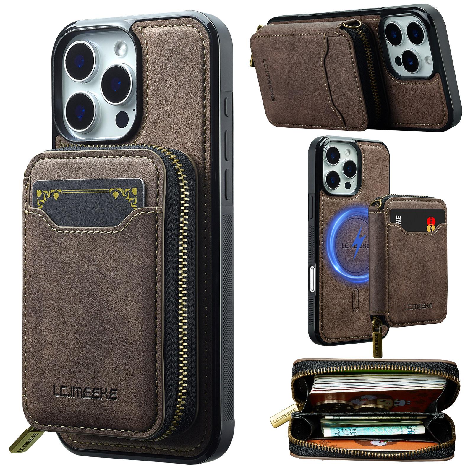 

LC.IMEEKE L6 For iPhone 13 Pro Max Magnetic Case Detachable Zipper Wallet Leather Coated PC + TPU Phone Cover