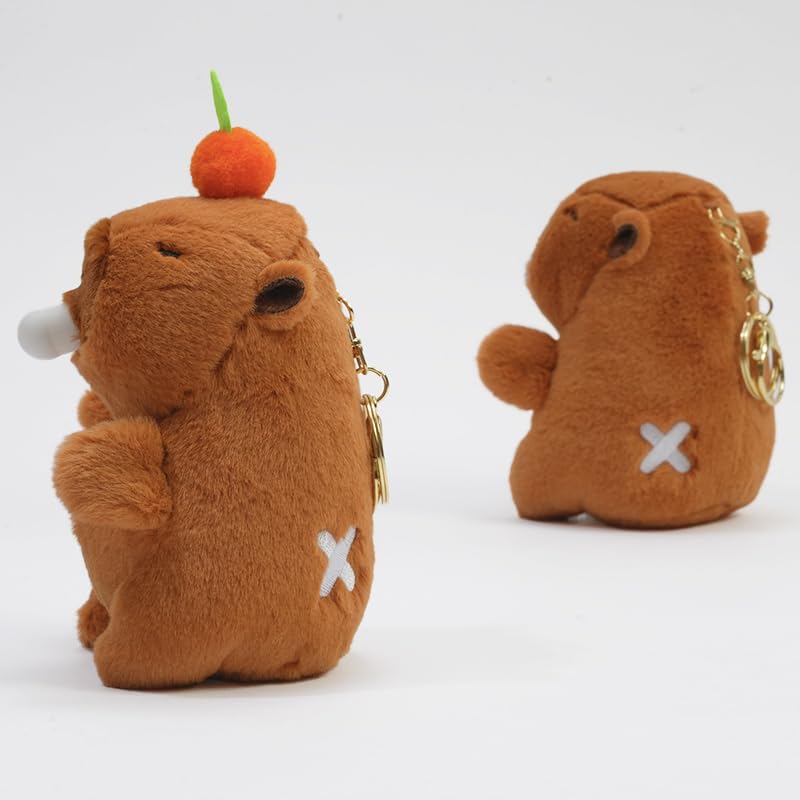 Clearstone Capybara Plush Chavimaru Nose Brown Keychain, Lantern, 18.5cm,