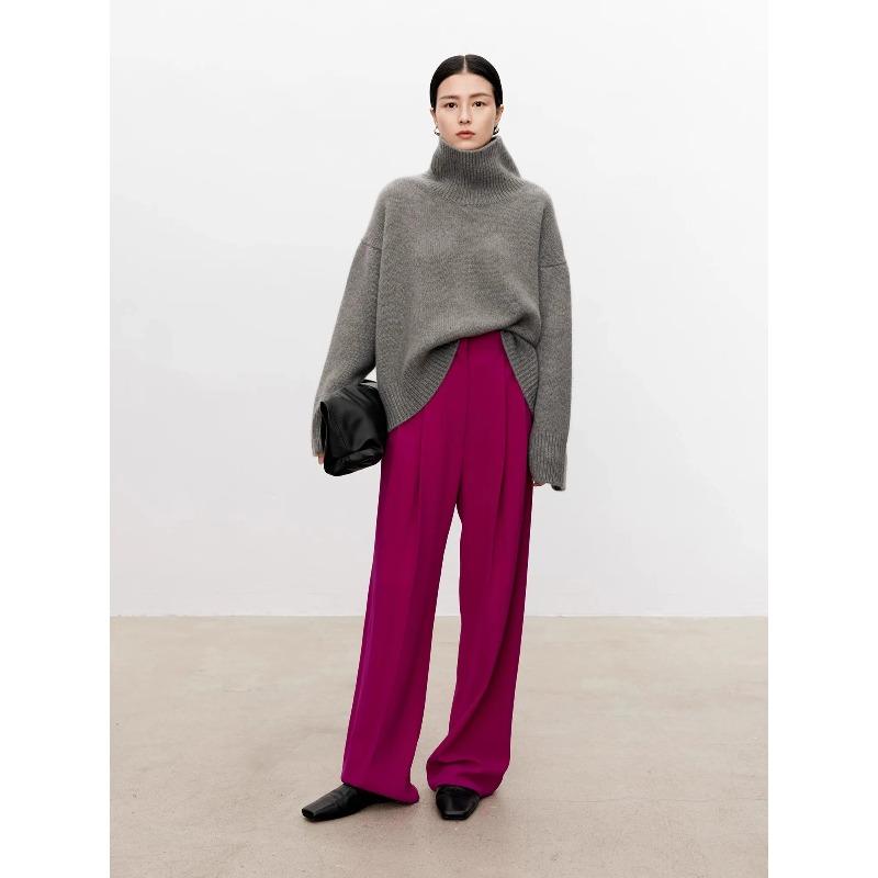Thickened Turtleneck Sweater Women's Loose Lazy Knit Silhouette Sweater European Products