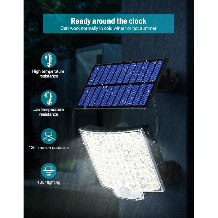 MPJ Solar Light for Outdoor, 106 LED Solar Light Outdoor with Motion Sensor, IP65 Waterproof, 120° Lighting Angle, Solar Wall Light for Garden with