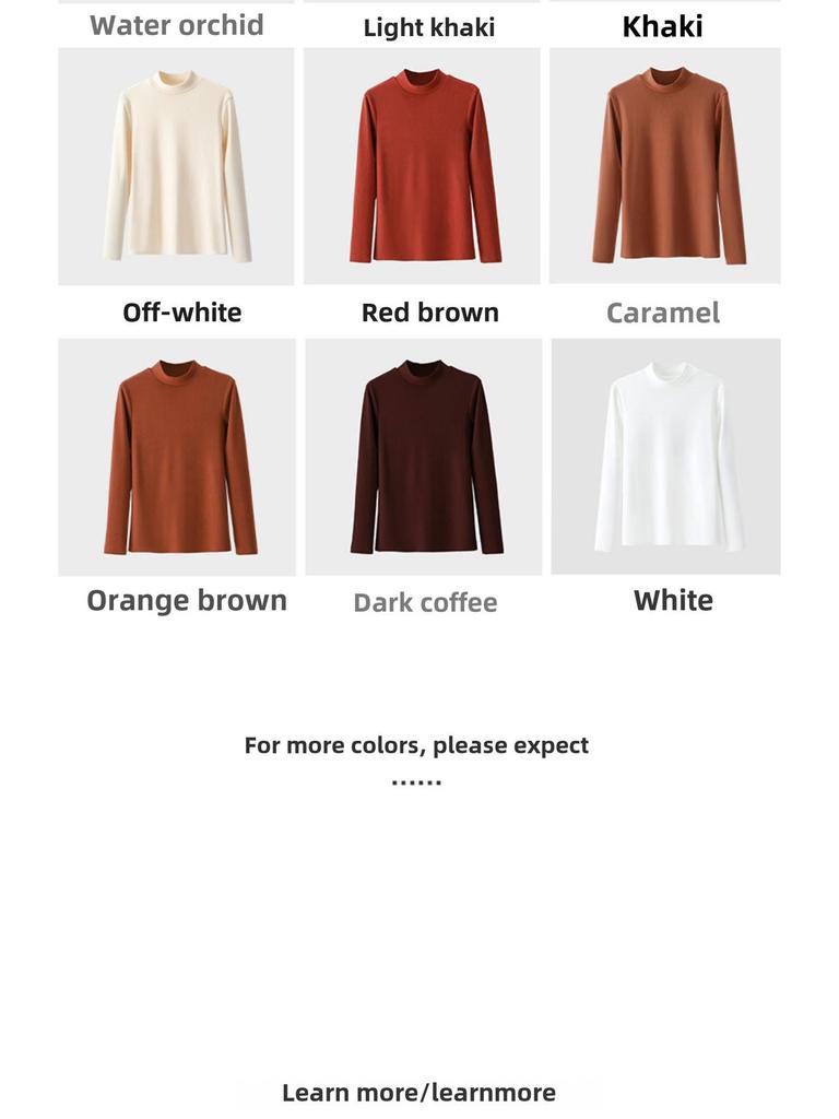 Women's Thermal Velvet Long-Sleeve Turtleneck Top for Fall/Winter
