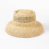 Summer Handwoven Hollow Pattern Wide Brim Raffia Straw Hat - Beach Travel Sun Protection