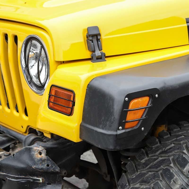 Car Headlight Turn Signal Light Decoration Wheel Brow Lampshade Cover Stickers For Jeep Wrangler TJ 1997-2006 Exterior Accessories