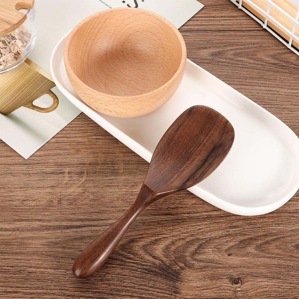Black Walnut Large Coffee Stir Dessert Long Scoop Soup Spoons Kitchen Supplies Tableware Rice Scoop