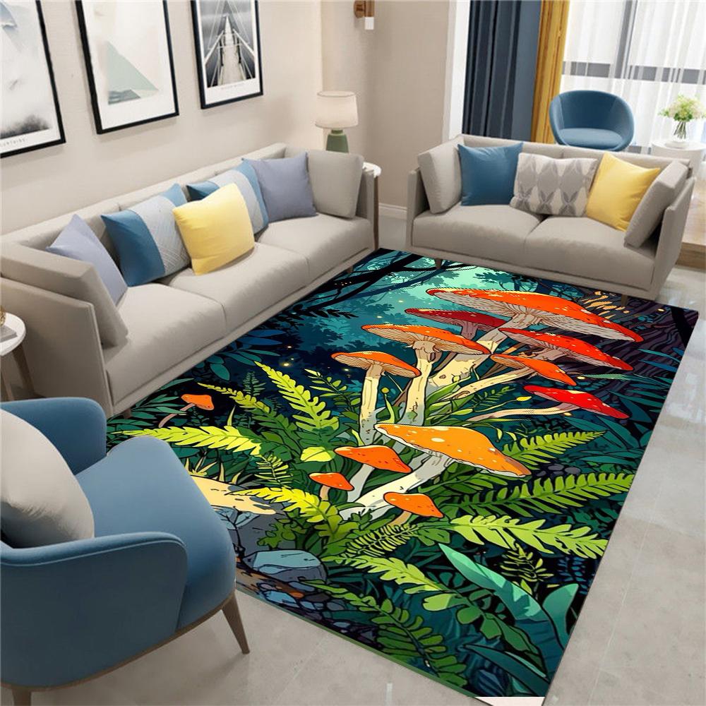 Colorful Mushroom Carpet Cartoon Living Room Bedroom Kitchen Sofa Balcony Carpet Anti Slip Washable Mat Exquisite Accessories