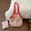 Korean Mesh Net Tote Bag Women Large Capacity Summer Hollow Out Beach Bag Lightweight Shoulder Bag For Vacation Shopping Handbag