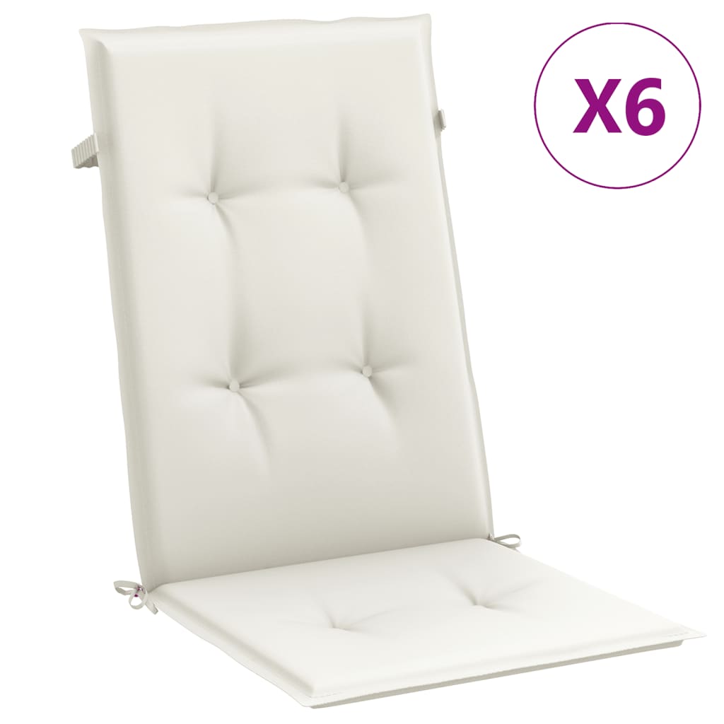Vidaxl High-Back Chair Cushions, 6 Pcs, Cream Mélange