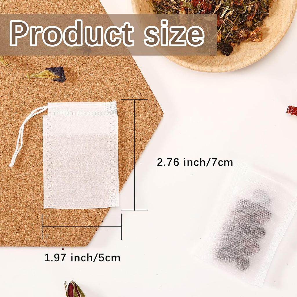 300 Pcs Empty Tea Bags for Loose Leaf Tea, Disposable Small tea Filter Bags with Drawstring fillable Cloth Diy Empty Tea Sachets for Loose tea,