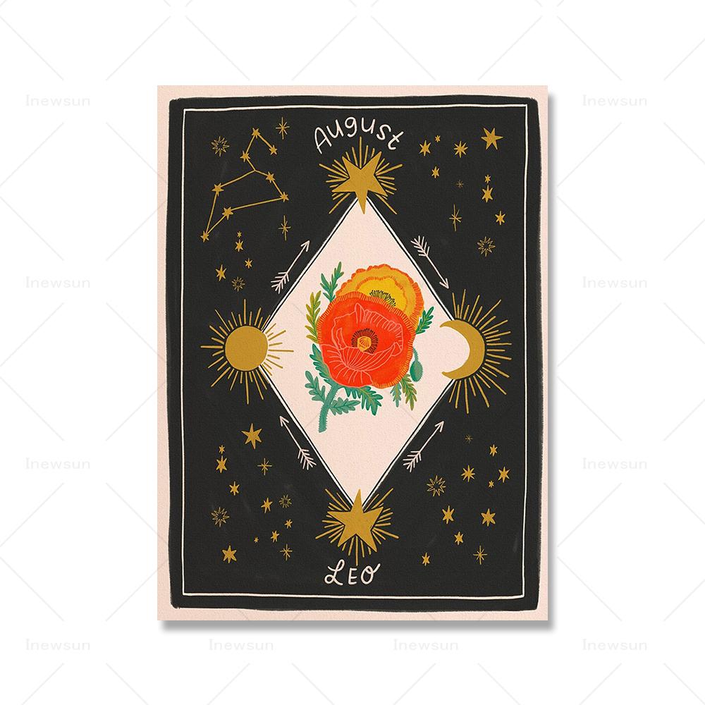 

Астрология Подарок Знак Зодиака Искусство Знак Звезды Месяц Рождения Цветок Дева Весы Телец Подарок на День Рождения Принты Подарок Другу Холст Картина 21x30cm No Framed