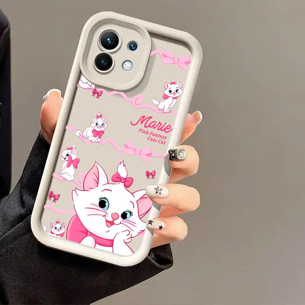 Pink Marie Cute Cat Case for Xiaomi Mi 13T 14 14T 15 15T Pro 17 Ultra Poco M7 M8 F8 F7 X6 X7 X8 Pro Max Shockproof Cover